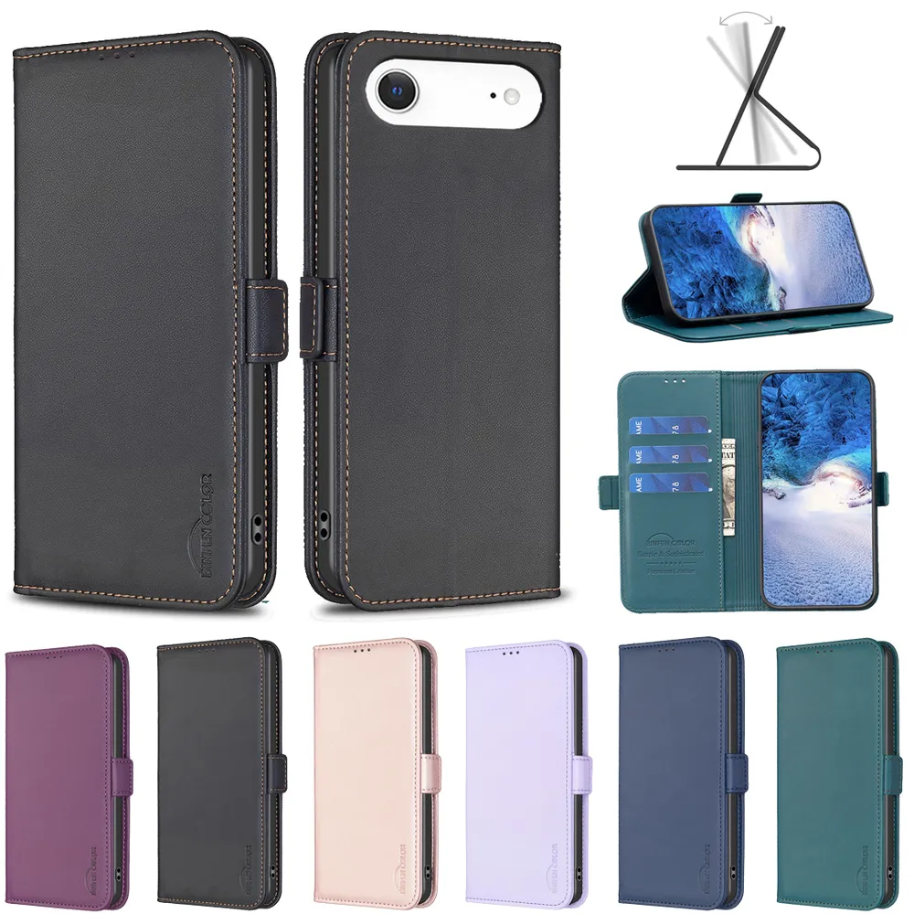 BINFEN COLOR BF31 For iPhone 17 Air / 17 Plus Case PU Leather+TPU Magnetic Stand Wallet Phone Cover