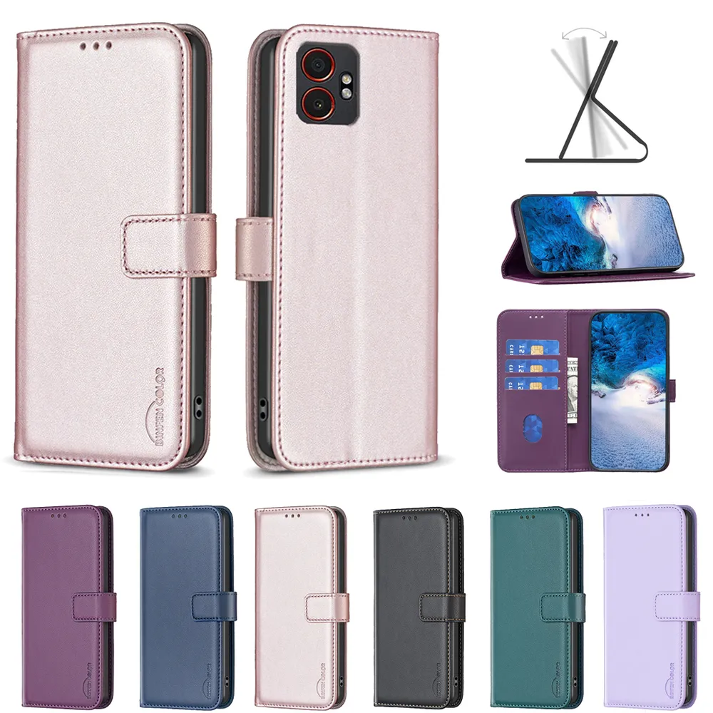 BINFEN COLOR BF17 For Samsung Galaxy Xcover 7 Pro PU Leather Wallet Case Magnetic Folio Flip Stand Phone Cover