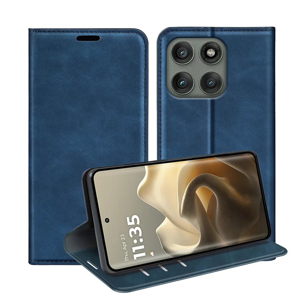 For Motorola Moto Edge 60 Pro Skin Feel Magnetic Attraction Flip Leather Wallet Case with Card Slot and Stand