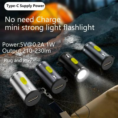 Supply Strong Light Alloy Shell Type-C Female Port Mini Flashlight High Bright 5V 0.2A Converter with Keyhole for Travel Phone