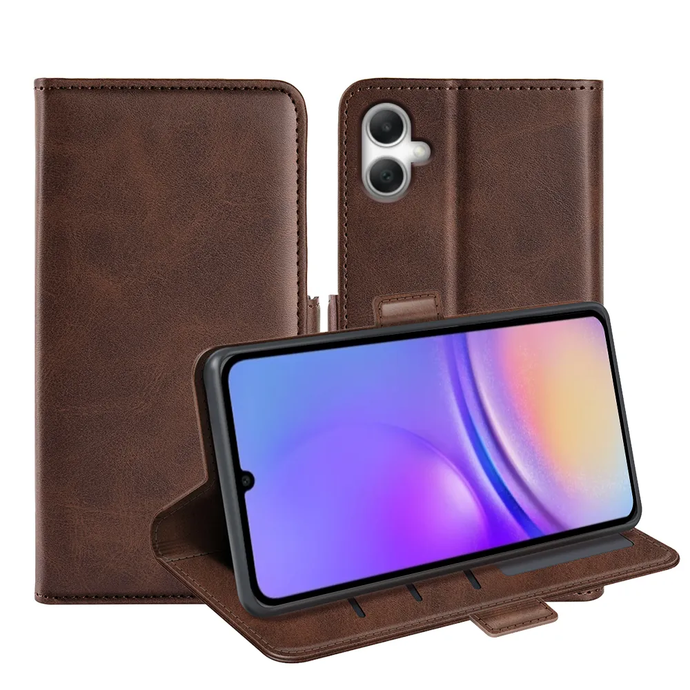 For Samsung Galaxy A07 Double Buckle Wallet Style Folio Flip Leather Case with Stand and Card Slots Function