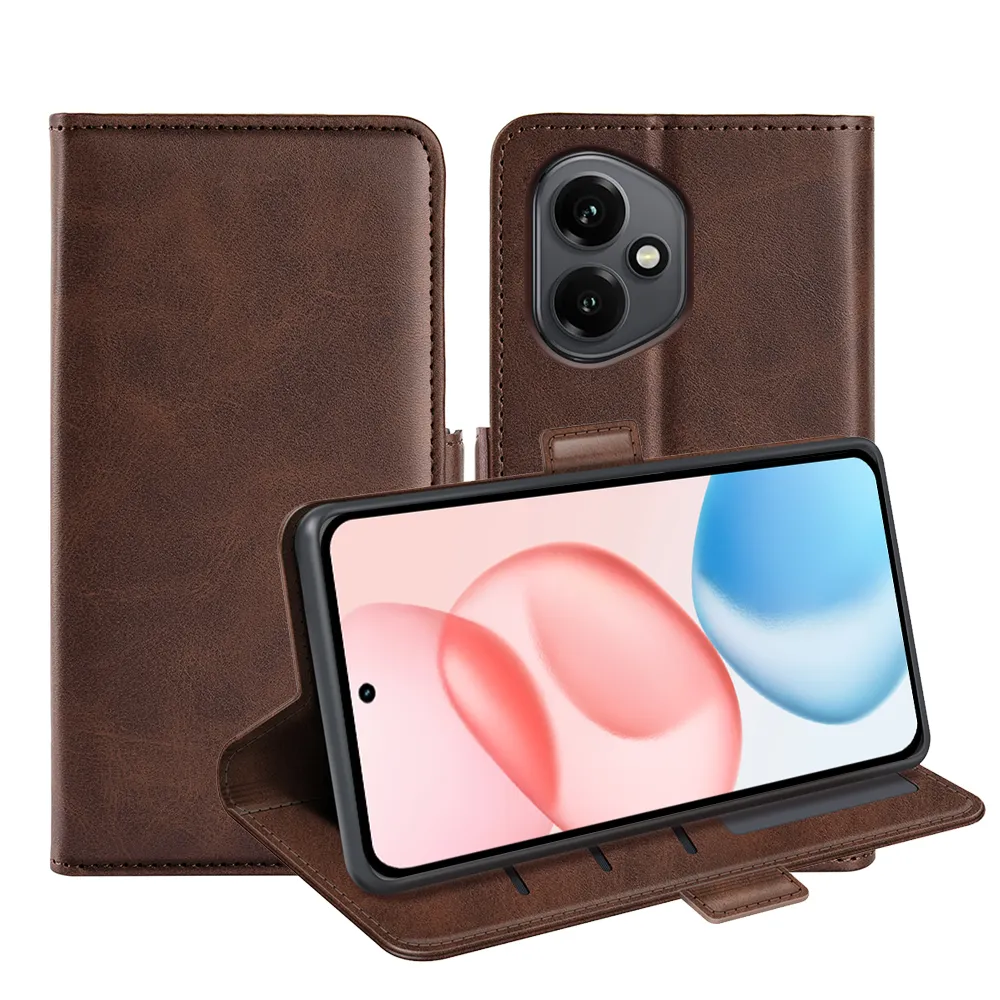 For Honor 400 Double Buckle Wallet Style Folio Flip Leather Case with Stand and Card Slots Function