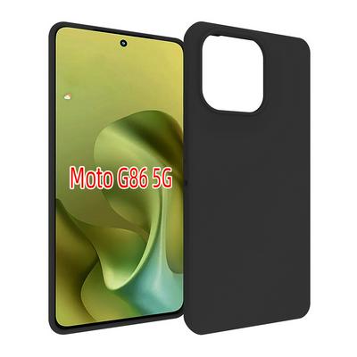For Motorola G86 Black Matte Shockproof Durable Soft TPU Back Cover Phone Case 