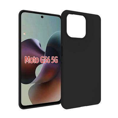 For Motorola G56 Black Matte Shockproof Durable Soft TPU Back Cover Phone Case 