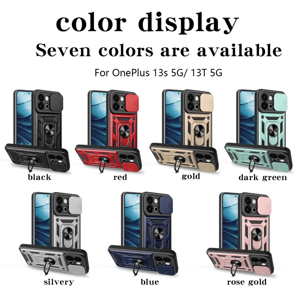 Oneplus 13S 5G / 13T 5G Ring Holder Kickstand Camera Slide Cover Design PC + TPU Phone Back Cover Case