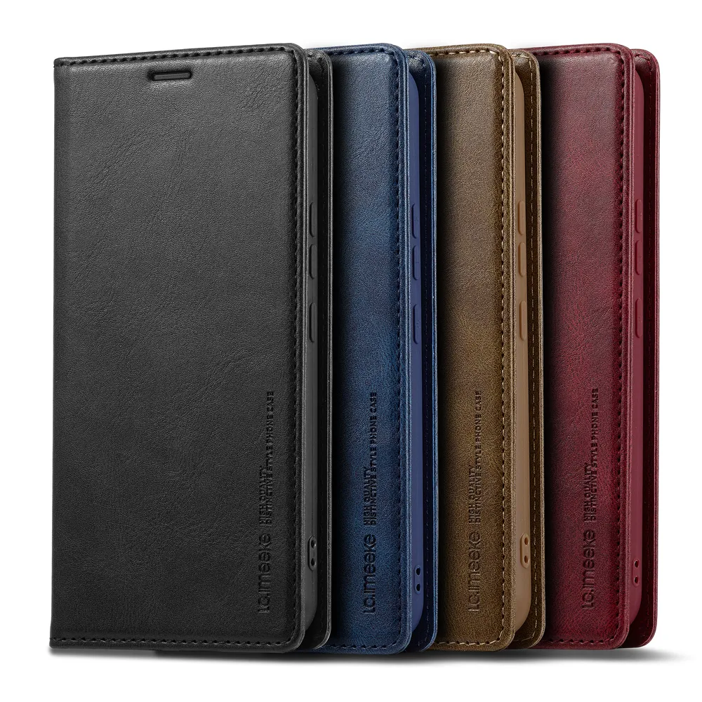 LC.IMEEKE For Samsung Galaxy A54 5G Magnetic Closure Anti-Theft Brush Protection PU Leather Phone Case 