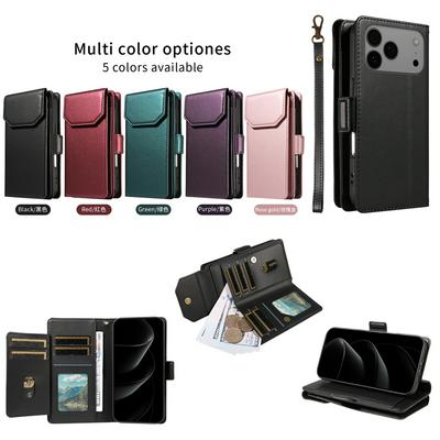 Fashion Multi Card Wallet Wrise Strap Phone Case For iPhone 17 Pro Max
