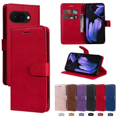 Solid Color Pattern Scratch Resistant Clamshell PU Leather Phone Protective Case with Lanyard&Card Slots for Google Pixel 9A