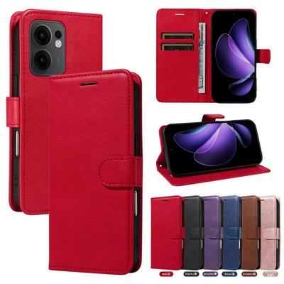 Solid Color Pattern Scratch Resistant Clamshell PU Leather Phone Protective Case with Lanyard&Card Slots for Oppo Reno 13F