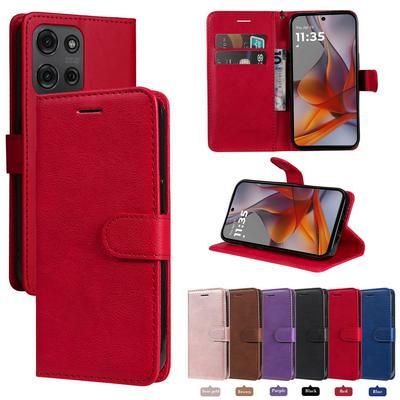 Solid Color Pattern Scratch Resistant Clamshell PU Leather Phone Protective Case with Lanyard&Card Slots for Motorola Moto G75 5G