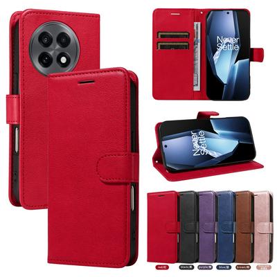 Solid Color Pattern Scratch Resistant Clamshell PU Leather Phone Protective Case with Lanyard&Card Slots for Oneplus 13R 5G/Oneplus Ace 5 5G/Oneplus Ace 5 Pro 5G
