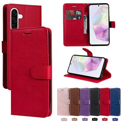 Solid Color Pattern Scratch Resistant Clamshell PU Leather Phone Protective Case with Lanyard&Card Slots for Samsung Galaxy A36 5G