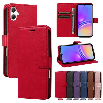 Solid Color Pattern Scratch Resistant Clamshell PU Leather Phone Protective Case with Lanyard&Card Slots for Samsung Galaxy A06 4G 5G