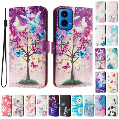 CH05 For Motorola Moto G45 5G / G34 5G Pattern Printing PU Leather Drop-proof Cover Magnetic Clasp Flip Stand Wallet Case