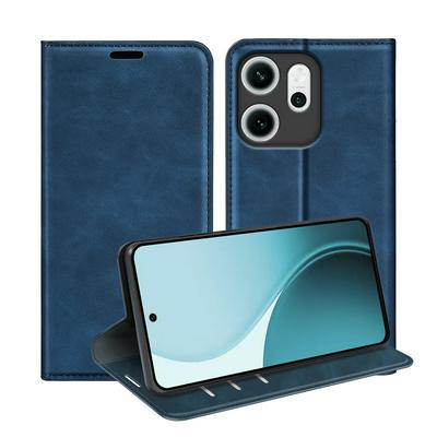 For Oppo Reno 14F 5G Skin Feel Magnetic Attraction Flip Leather Wallet Case with Card Slot and Stand