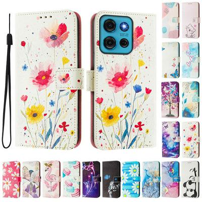 CH05 For Motorola Moto G75 Pattern Printing PU Leather Drop-proof Cover Magnetic Clasp Flip Stand Wallet Case