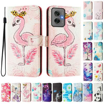 CH05 For Motorola Moto G55 Pattern Printing PU Leather Drop-proof Cover Magnetic Clasp Flip Stand Wallet Case