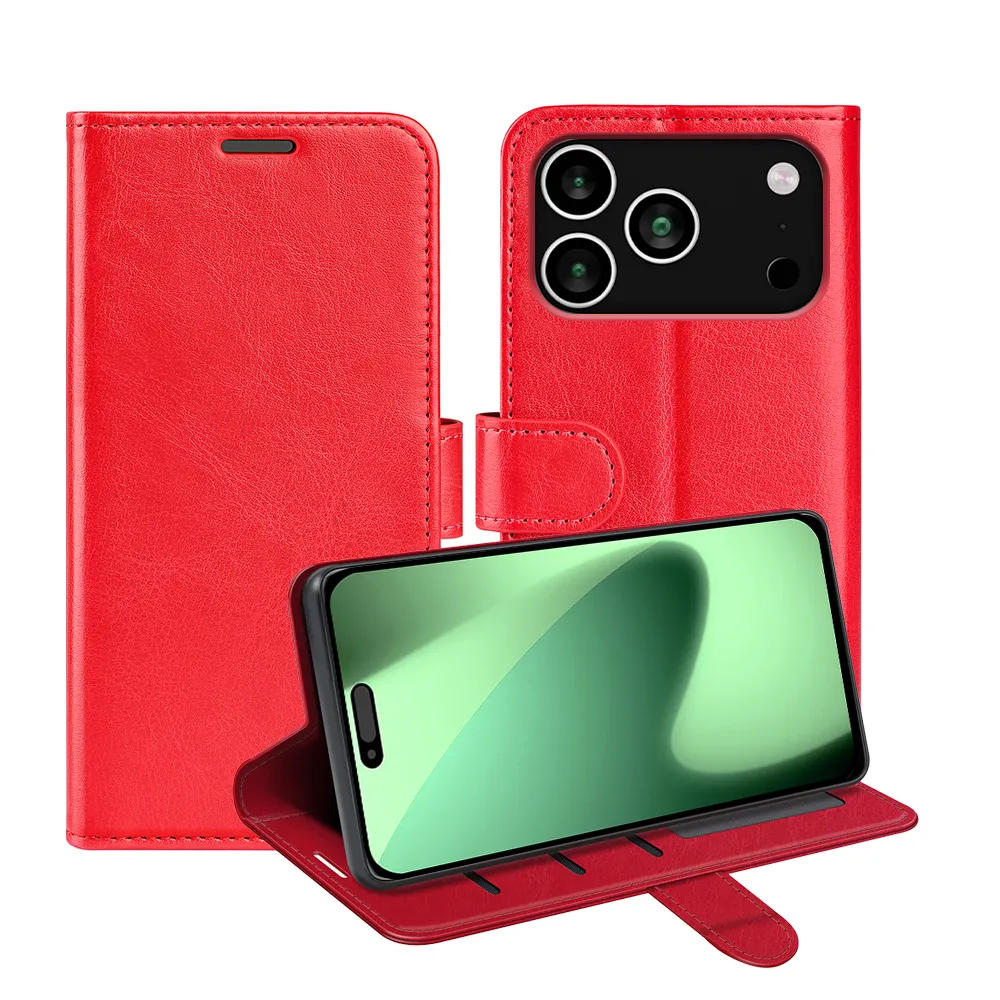 For iPhone 17 Pro Max R64 Pattern Single Folded Edge Folio Flip Leather Wallet Phone Case