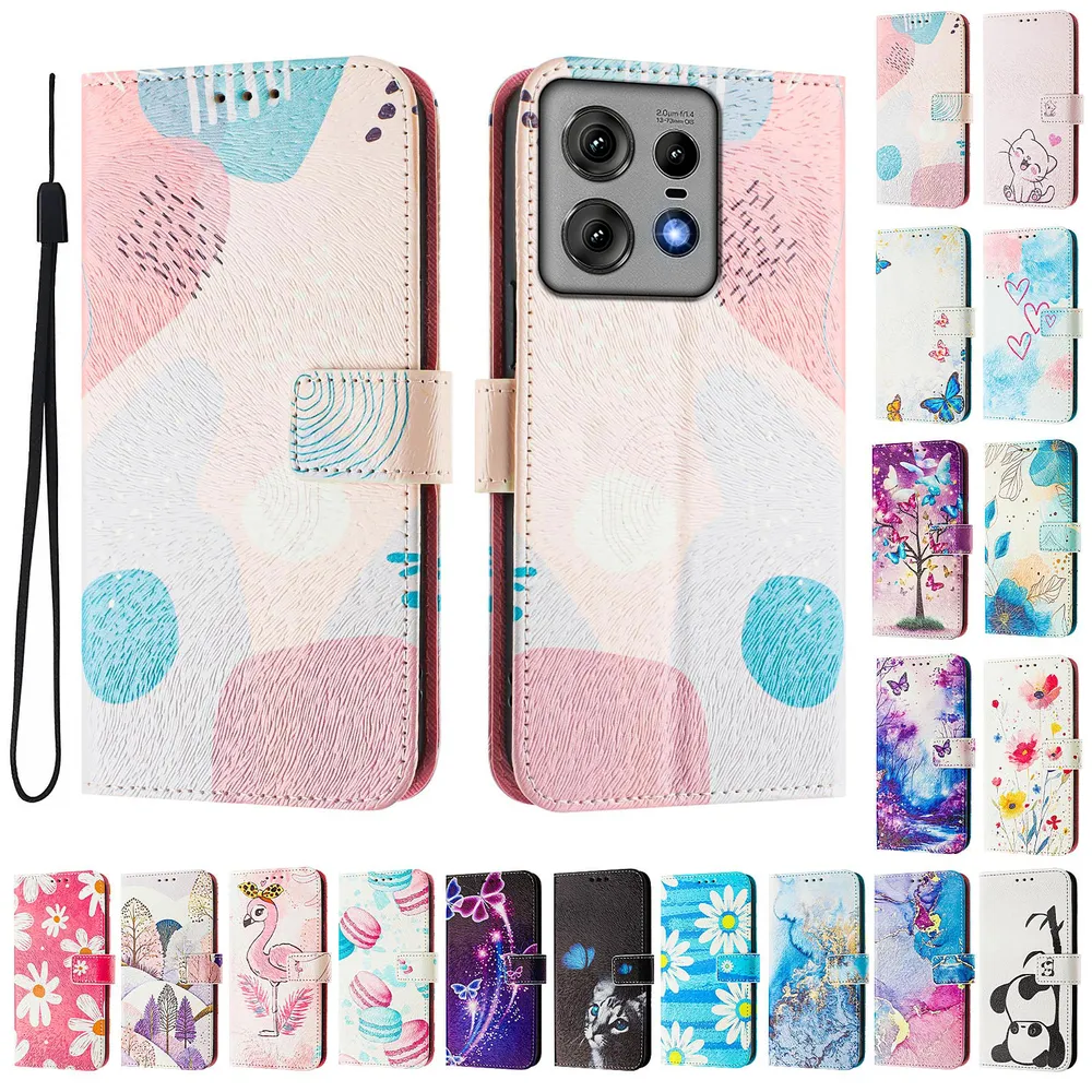 CH05 For Motorola Moto Edge 50 Pro Pattern Printing PU Leather Drop-proof Cover Magnetic Clasp Flip Stand Wallet Case