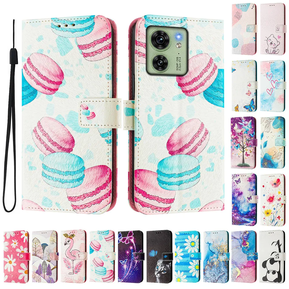 CH05 For Motorola Moto Edge 40 5G/Moto Edge 2023 Pattern Printing PU Leather Drop-proof Cover Magnetic Clasp Flip Stand Wallet Case