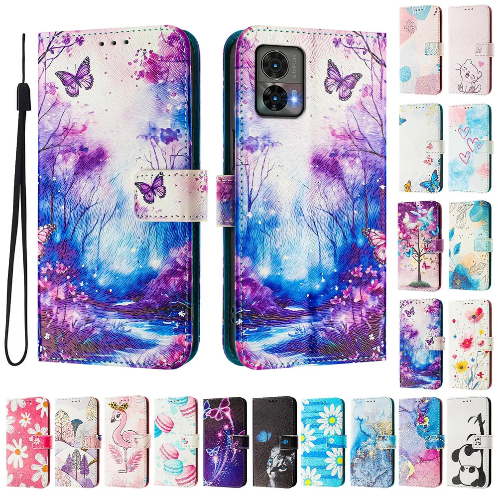 CH05 For Motorola Moto Edge 30 Neo Pattern Printing PU Leather Drop-proof Cover Magnetic Clasp Flip Stand Wallet Case