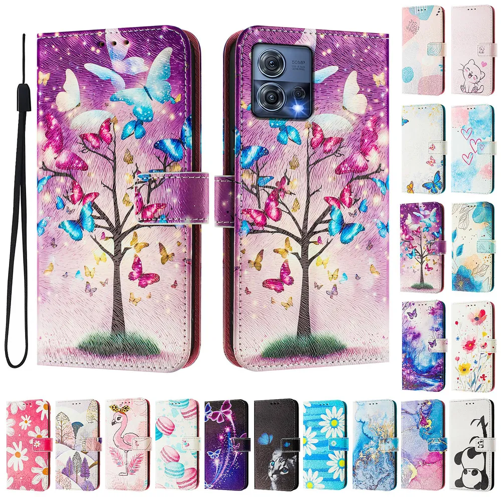CH05 For Motorola Moto S30 Pro 5G/Moto Edge 30 Fusion Pattern Printing PU Leather Drop-proof Cover Magnetic Clasp Flip Stand Wallet Case