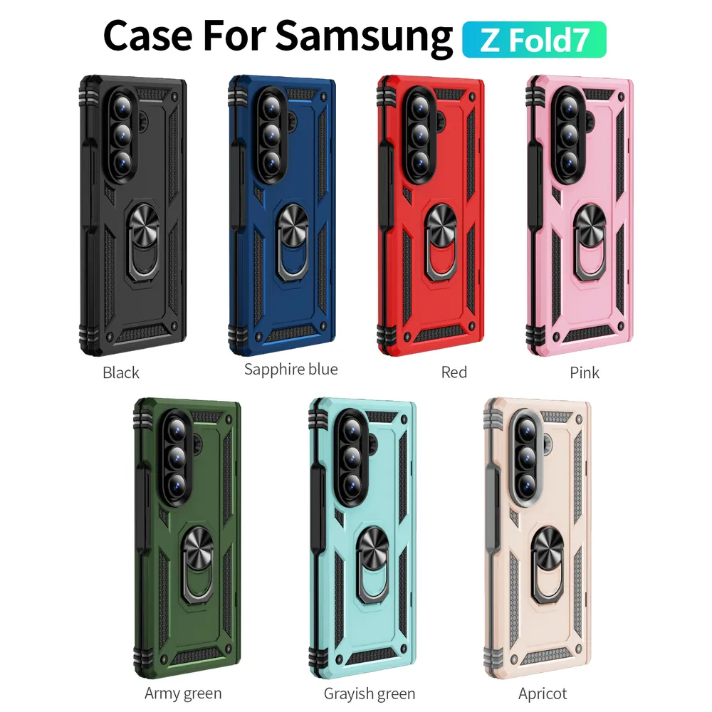 Sergeant Shockproof Drop-proof PC+TPU Phone Protective Case with Metal Ring Kickstand and Metal Patch for Samsung Galaxy Z Fold 7