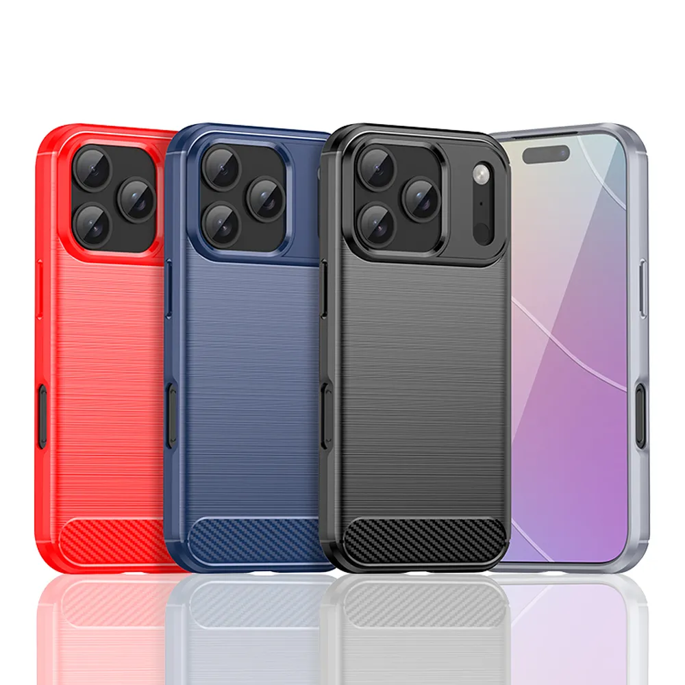 For iPhone 17 Pro Carbon Fiber Drawing Series Scratch Resistant Shock Absorption Soft TPU Back Cover Case