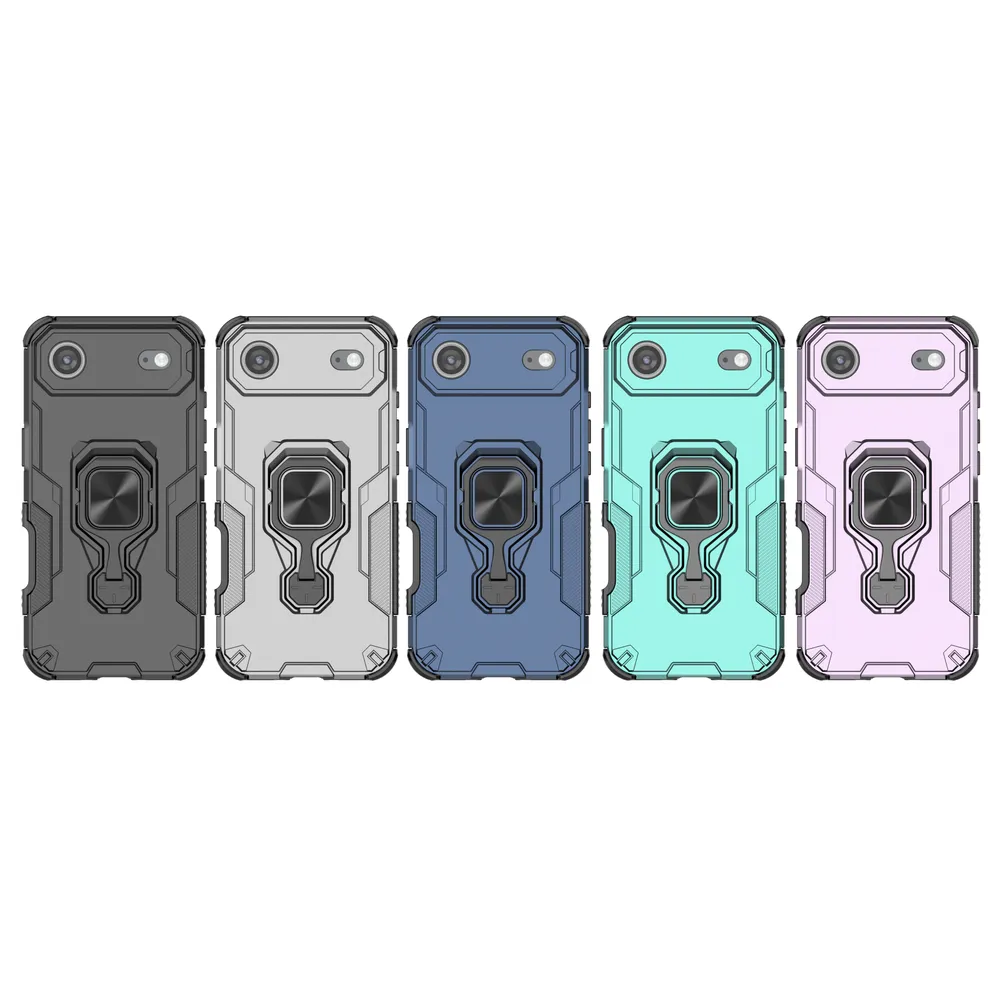 For iPhone 17 Air Case Rotatable Ring Kickstand PC + TPU Shockproof Phone Cover
