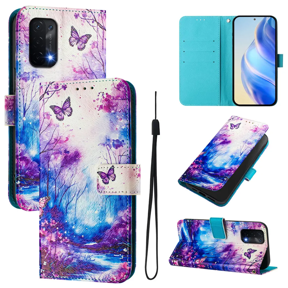 CH05 For Oppo A93 5G Pattern Printing PU Leather Drop-proof Cover Magnetic Clasp Flip Stand Wallet Case