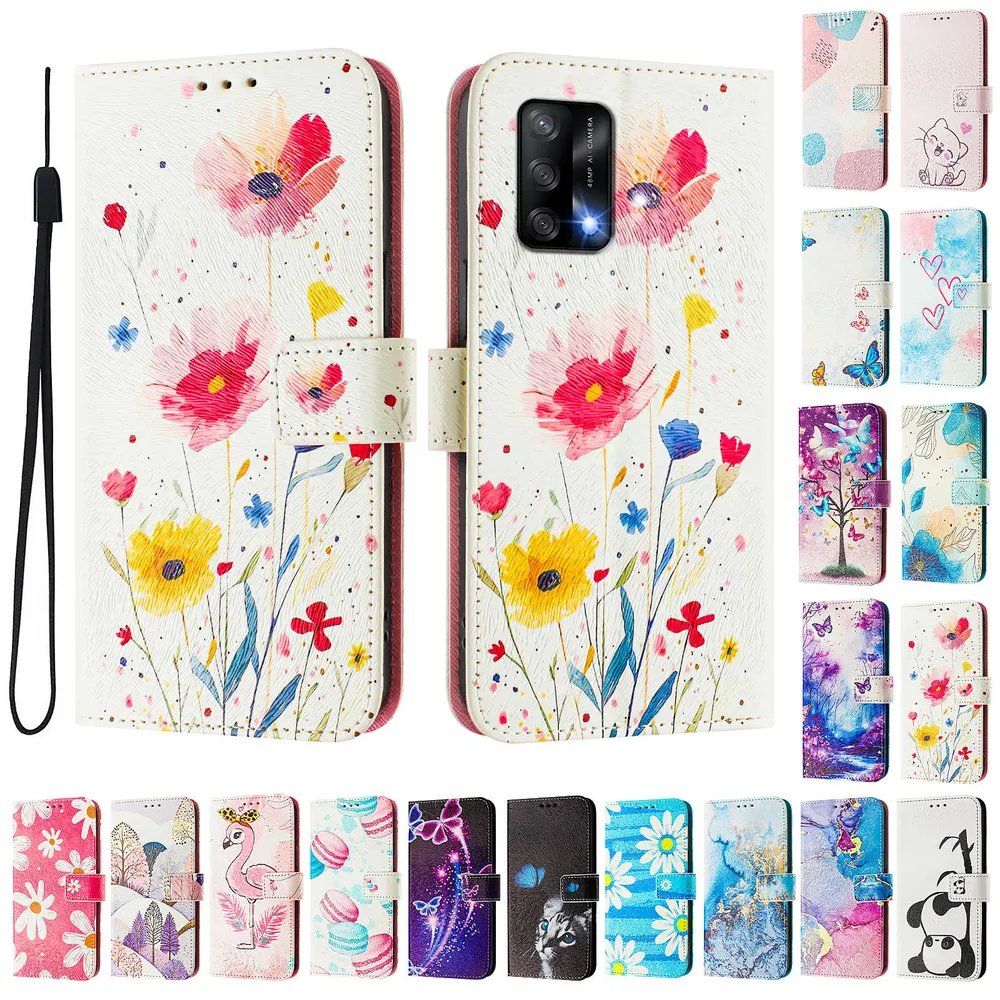 CH05 For Oppo A95 4G Pattern Printing PU Leather Drop-proof Cover Magnetic Clasp Flip Stand Wallet Case