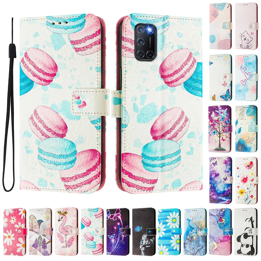 CH05 For Oppo A52 Pattern Printing PU Leather Drop-proof Cover Magnetic Clasp Flip Stand Wallet Case