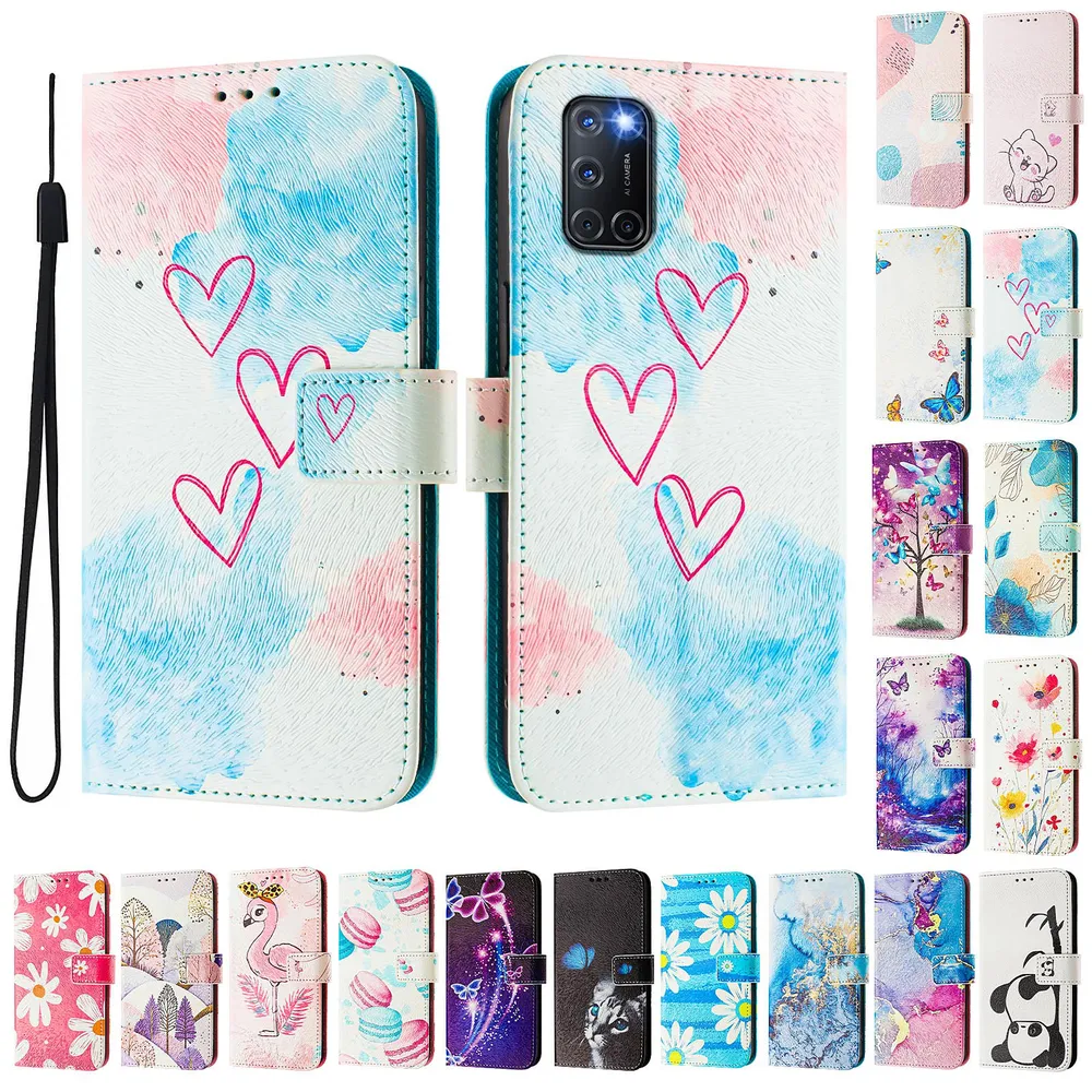 CH05 For Oppo A92 4G Pattern Printing PU Leather Drop-proof Cover Magnetic Clasp Flip Stand Wallet Case
