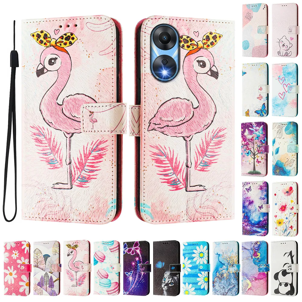 CH05 For Oppo A1X 5G Pattern Printing PU Leather Drop-proof Cover Magnetic Clasp Flip Stand Wallet Case
