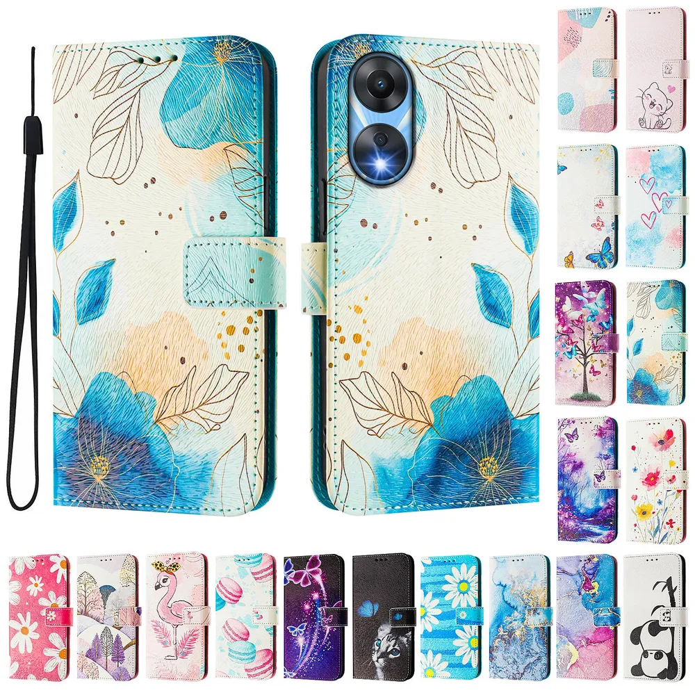 CH05 For Oppo A58 5G / A58X 5G Pattern Printing PU Leather Drop-proof Cover Magnetic Clasp Flip Stand Wallet Case