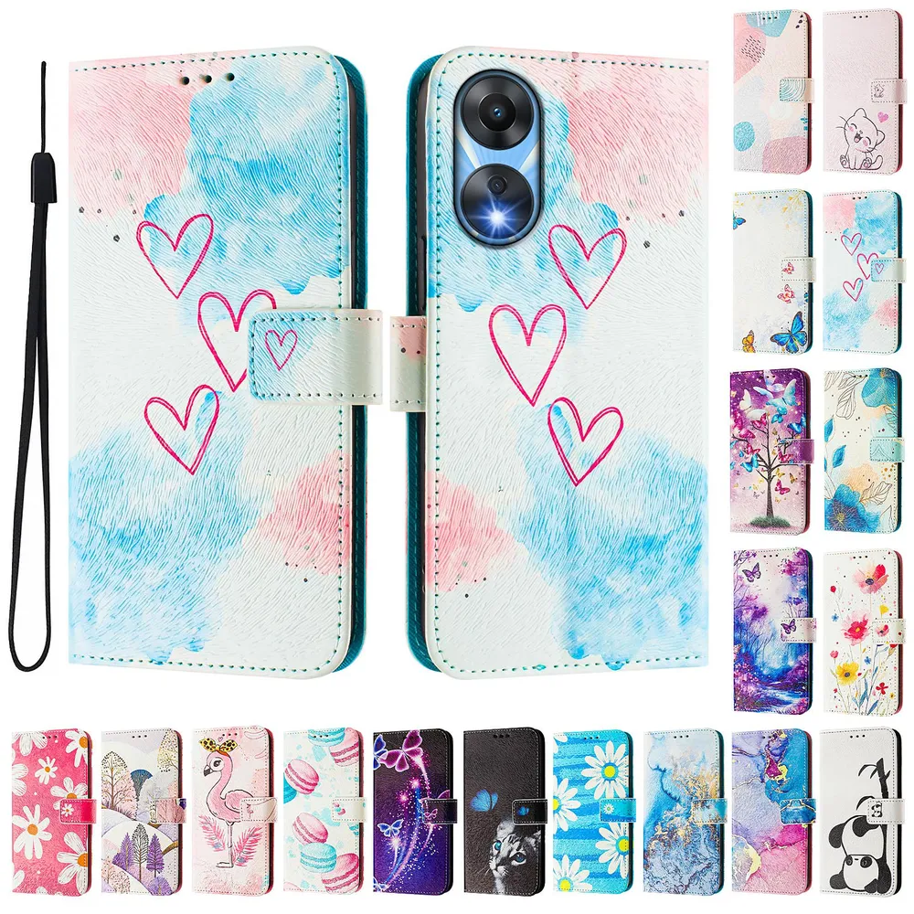 CH05 For Oppo  A78 5Ga Pattern Printing PU Leather Drop-proof Cover Magnetic Clasp Flip Stand Wallet Case