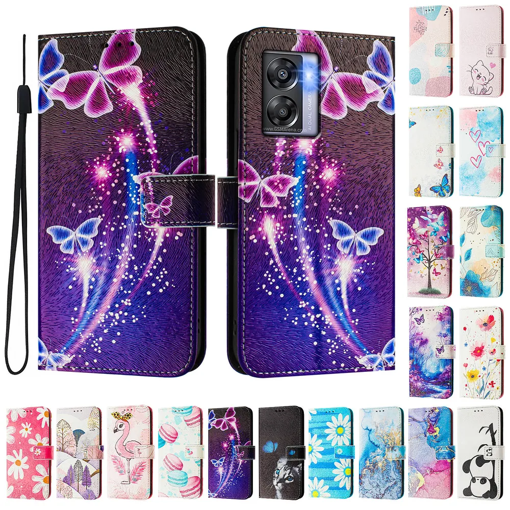 CH05 For Oppo A97 5G Pattern Printing PU Leather Drop-proof Cover Magnetic Clasp Flip Stand Wallet Case