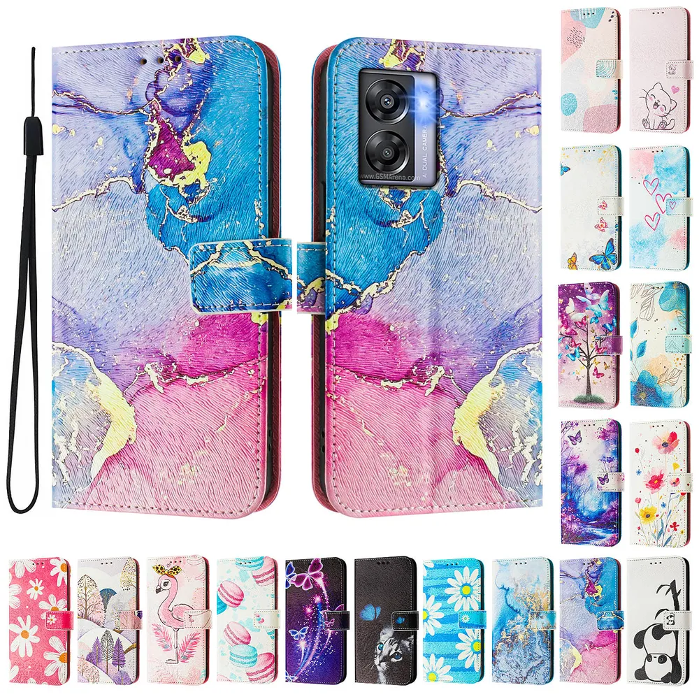 CH05 For Realme Q5i / V23 / Narzo 50 Pattern Printing PU Leather Drop-proof Cover Magnetic Clasp Flip Stand Wallet Case