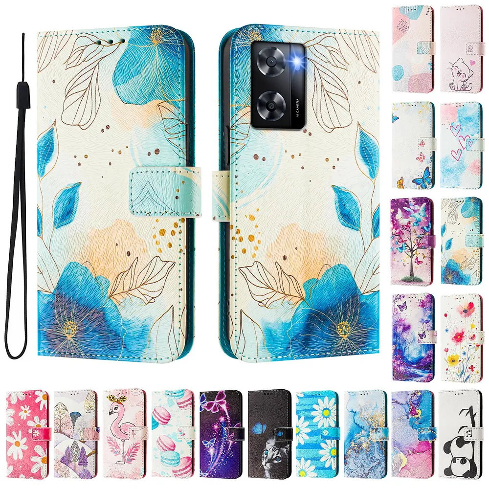 CH05 For Oppo A57 4G / A57S 4G / A57e 4G Pattern Printing PU Leather Drop-proof Cover Magnetic Clasp Flip Stand Wallet Case