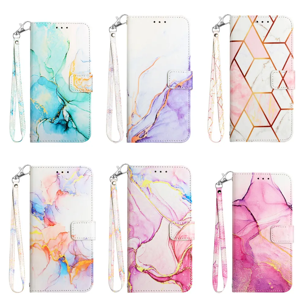 For OnePlus Nord 4 5G Marble Pattern Scratch Resistant Magnetic Buckle Flip Leather Case with Wrist Strap