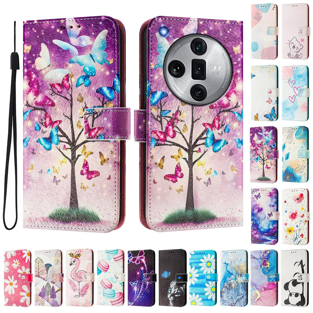 CH05 For Oppo Find X7 Ultra Pattern Printing PU Leather Drop-proof Cover Magnetic Clasp Flip Stand Wallet Case
