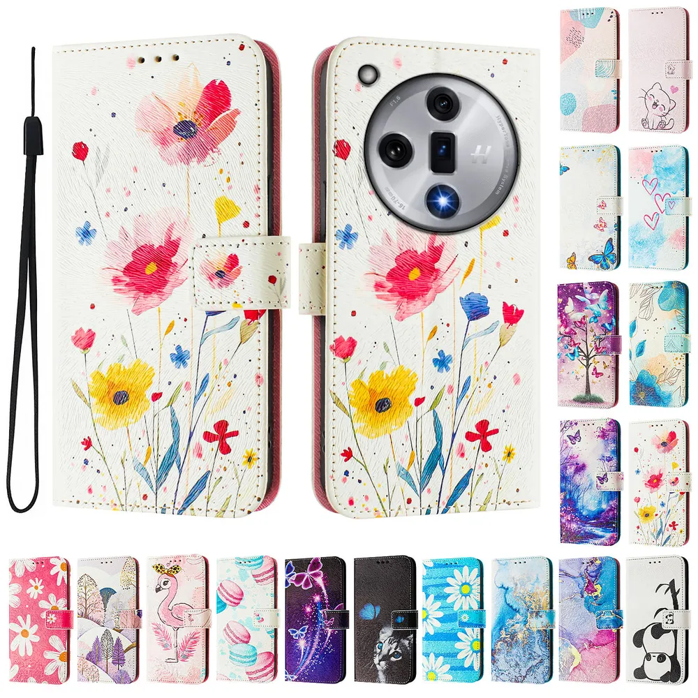 CH05 For Oppo Find X7 Pattern Printing PU Leather Drop-proof Cover Magnetic Clasp Flip Stand Wallet Case