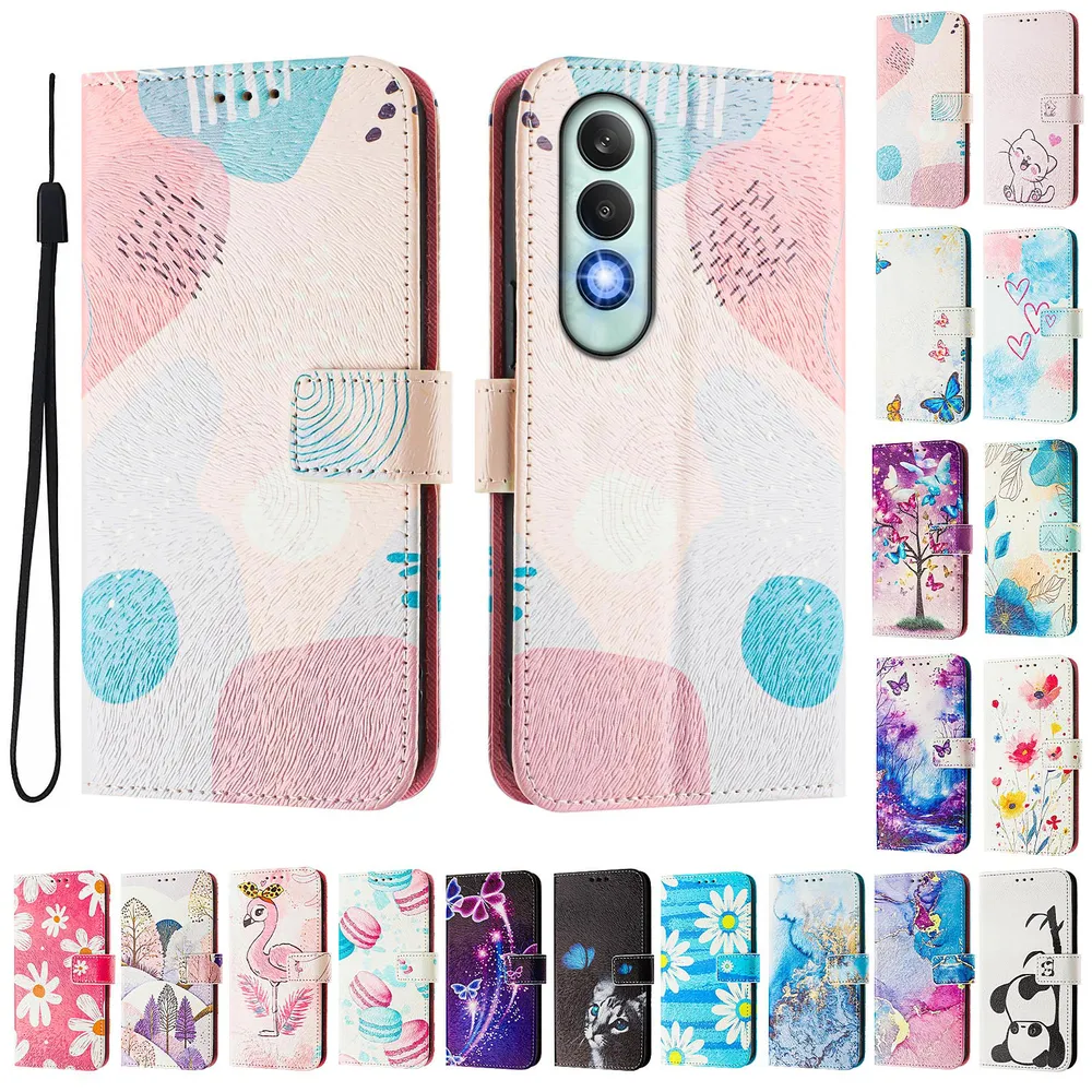 CH05 For Oppo K12 5G Pattern Printing PU Leather Drop-proof Cover Magnetic Clasp Flip Stand Wallet Case