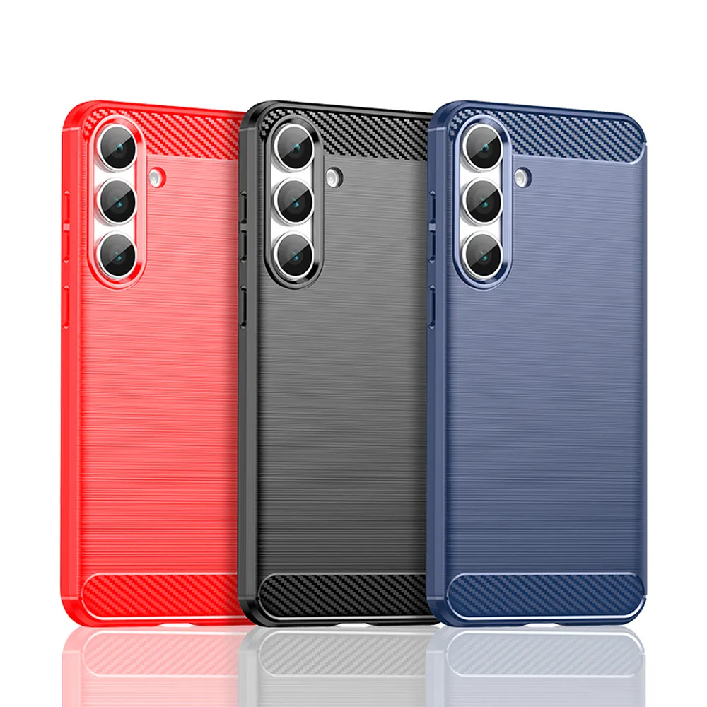 For Samsung Galaxy S25 FE Carbon Fiber Drawing Series Scratch Resistant Shock Absorption Soft TPU Back Cover Case