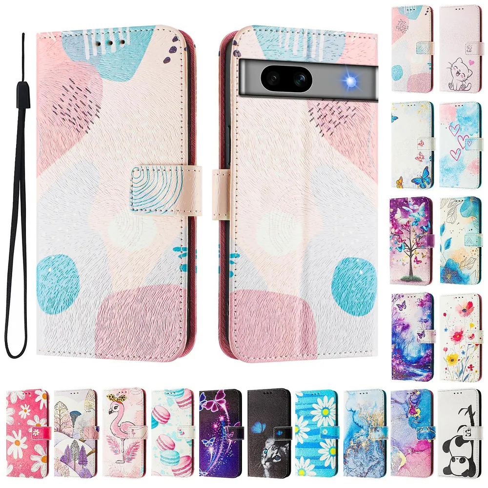 CH05 For Google Pixel 7A Pattern Printing PU Leather Drop-proof Cover Magnetic Clasp Flip Stand Wallet Case