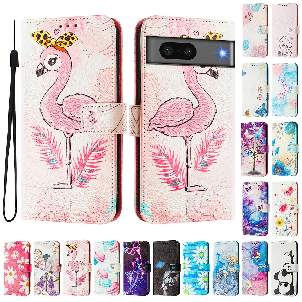 CH05 For Google Pixel 7 Pattern Printing PU Leather Drop-proof Cover Magnetic Clasp Flip Stand Wallet Case