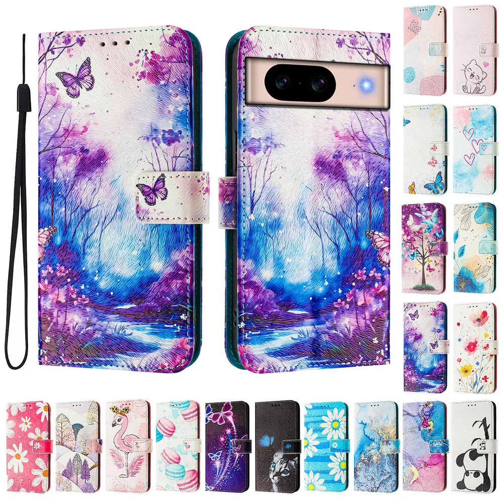 CH05 For Google Pixel 8A Pattern Printing PU Leather Drop-proof Cover Magnetic Clasp Flip Stand Wallet Case