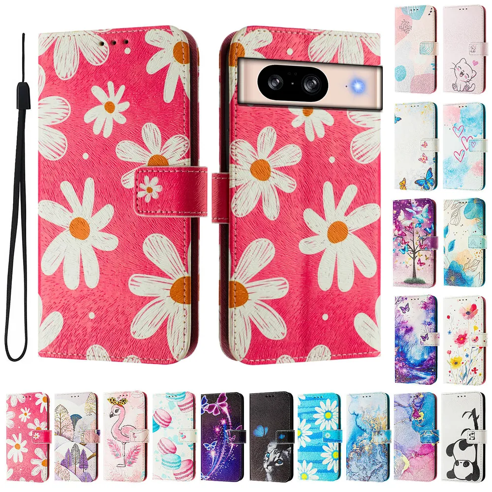CH05 For Google Pixel 8 Pattern Printing PU Leather Drop-proof Cover Magnetic Clasp Flip Stand Wallet Case