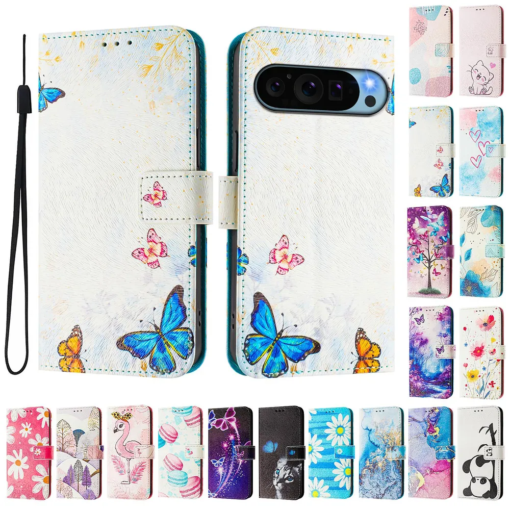 CH05 For Google Pixel 9 5G/Pixel 9 Pro Pattern Printing PU Leather Drop-proof Cover Magnetic Clasp Flip Stand Wallet Case