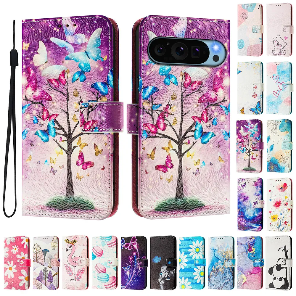 CH05 For Google Pixel 9 Pro XL Pattern Printing PU Leather Drop-proof Cover Magnetic Clasp Flip Stand Wallet Case